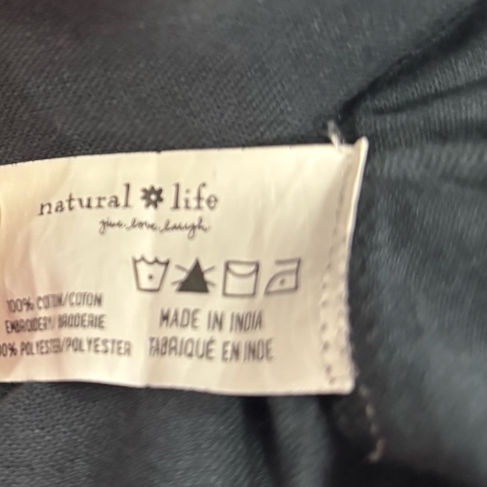NATURAL LIFE Black Embroidered Floral Boho Blouse with Purple & Orange Accents - Picture 6 of 6